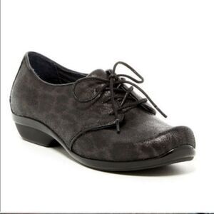 Dansko Black & Brown Leather Animal Print Oxfords Size 38 7/7.5 B35